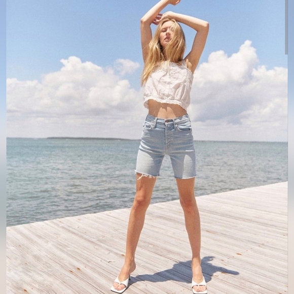 MOTHER The Tripper Fray Shorts Size 34 Lots of Hugs Light Wash Bleached Boho - Picture 10 of 16